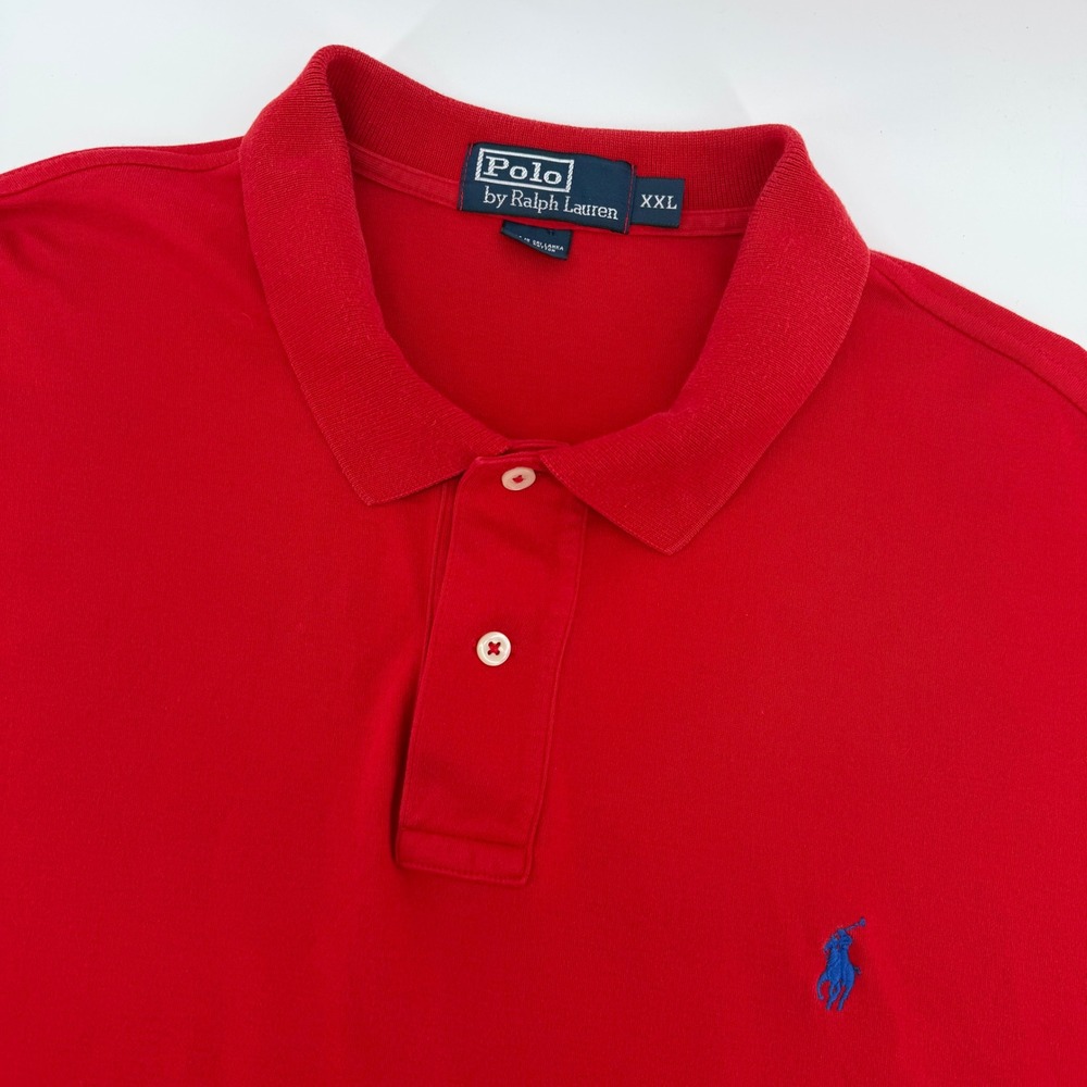 Polo Ralph Lauren Polo Shirt Mens XXL Red Short Sleeve Blue Pony Logo Cotton